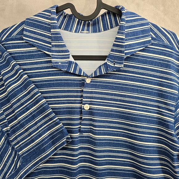lululemon athletica Other - Lululemon Size Medium Golf Polo Shirt Blue White Stripe Performance Short Sleeve